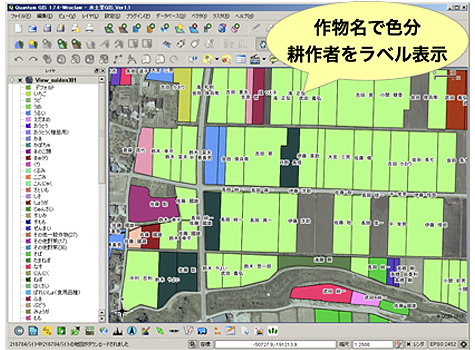 色分けとラベル表示